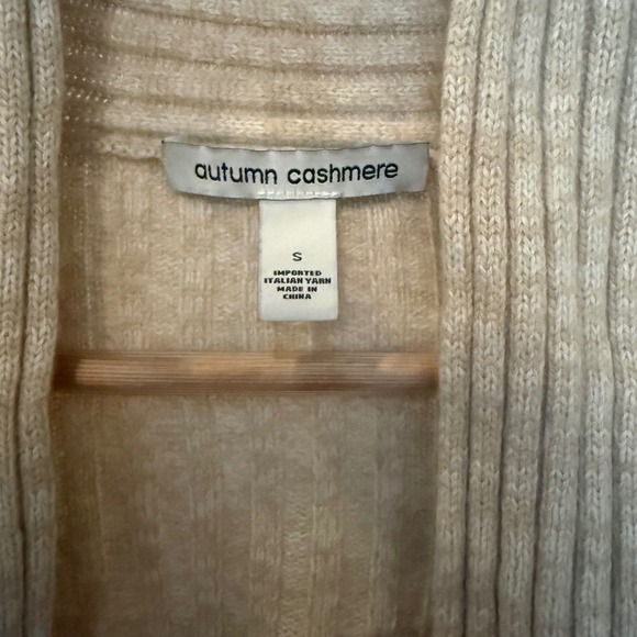 Autumn Cashmere Rib Drape Cardigan Taupe Women's S Cashmere Wool‎ Blend - Picture 4 of 7